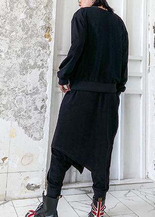 Autumn Suit Ming Black Printed Long-sleeved Sweater Harem Pants Two-piece Suit