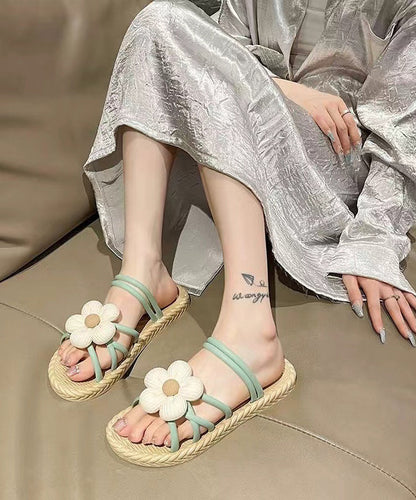 Beach Holiday Green Splicing Slide Sandals Peep Toe