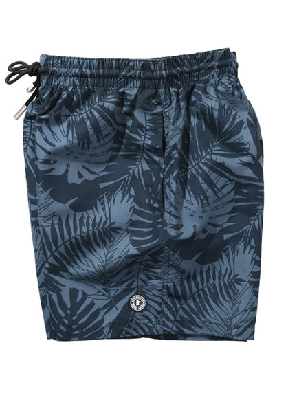 Beach Navy Print Elastic Waist Cotton Pants Summer