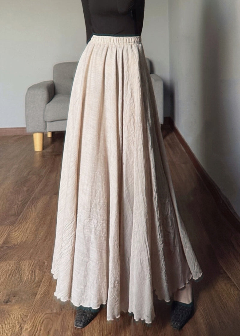 Black Geometry Elastic Waist Exra Large Hem Linen Skirts Spring