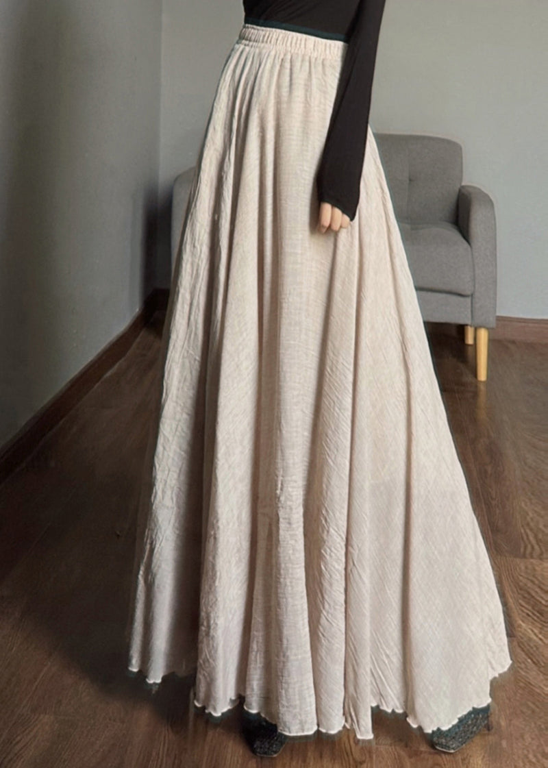 Color Geometry Elastic Waist Exra Large Hem Linen Skirts Spring