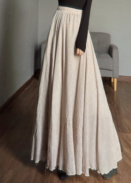Pink Geometry Elastic Waist Exra Large Hem Linen Skirts Spring