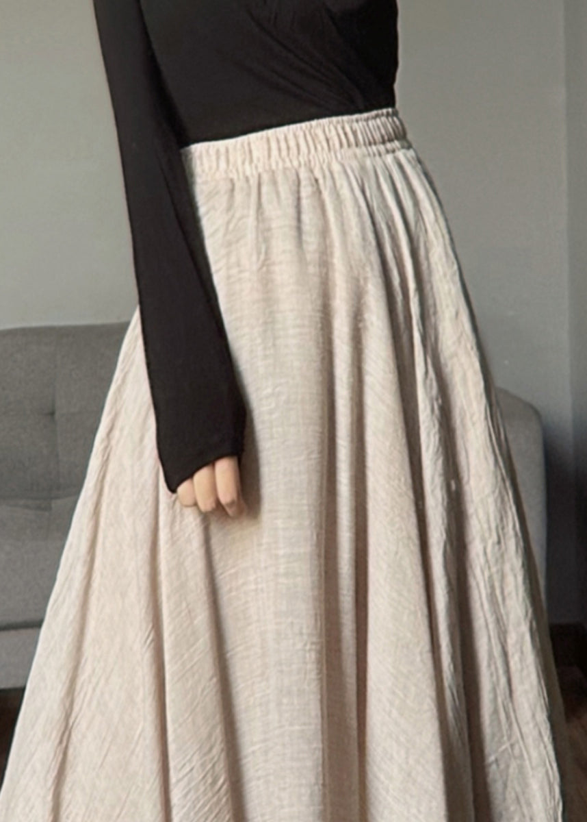 Black Geometry Elastic Waist Exra Large Hem Linen Skirts Spring
