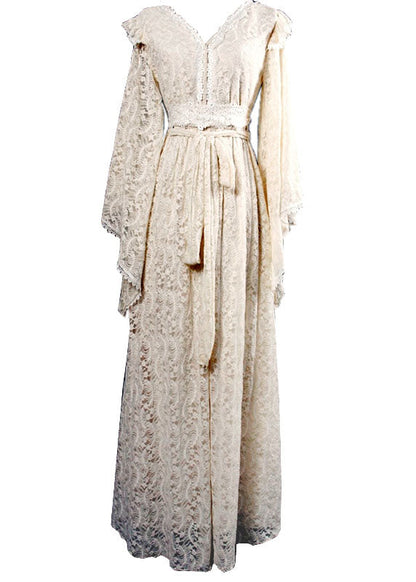Apricot V Neck Hollow Out Lace Vacation Cinch Dresses Spring