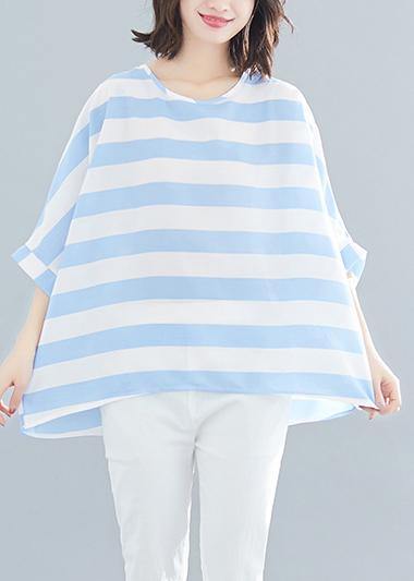 Batwing Sleeve Chiffon Clothes for Tutorials Blue Striped Loose Tops Summer