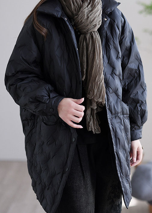 Beige Button Warm Winter Duck Down Jackets