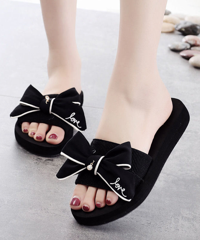 Black Bow Slide Sandals for