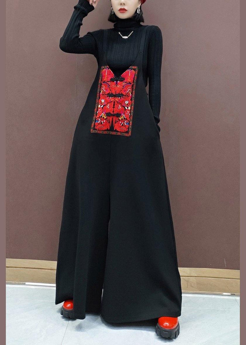 Black Embroidery Pants Unique Spring Shape Wild Pants