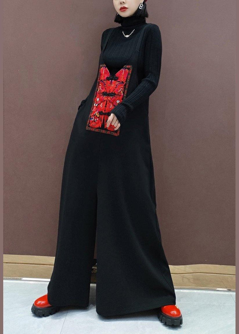 Black Embroidery Pants Unique Spring Shape Wild Pants