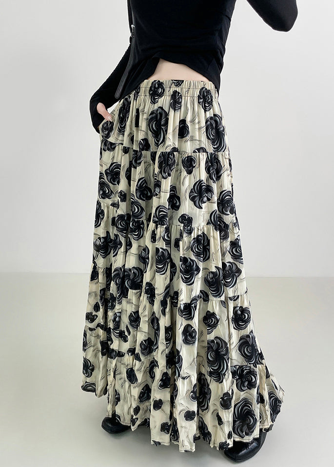Black Exra Large Hem Cotton Skirts Spring