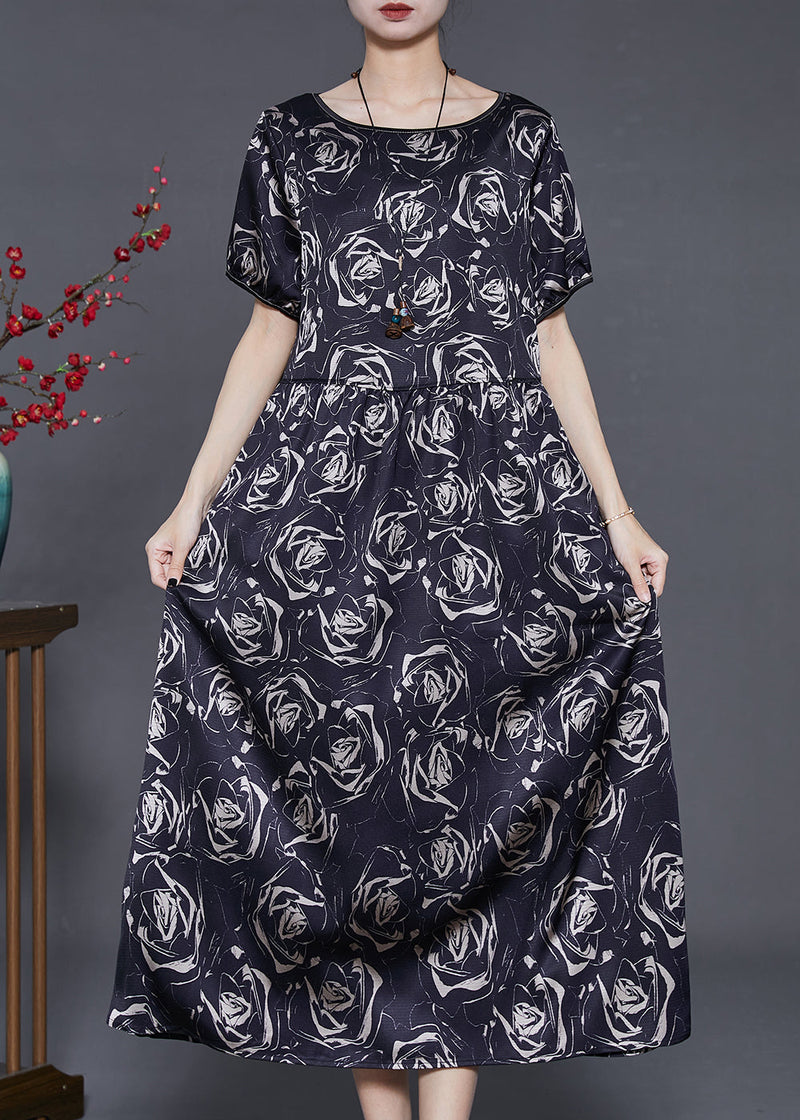 Black Silm Fit Silk Long Dresses Summer