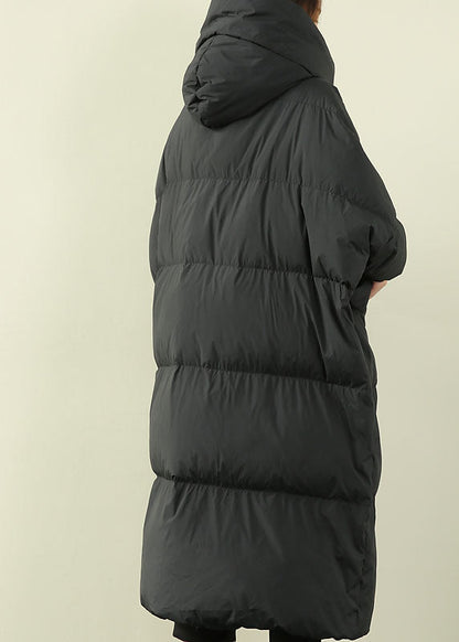 Black Hooded Duck Down Down Coat Winter