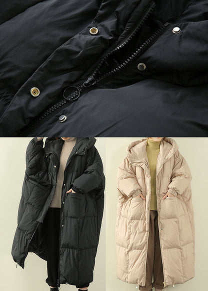 Black Hooded Duck Down Down Coat Winter