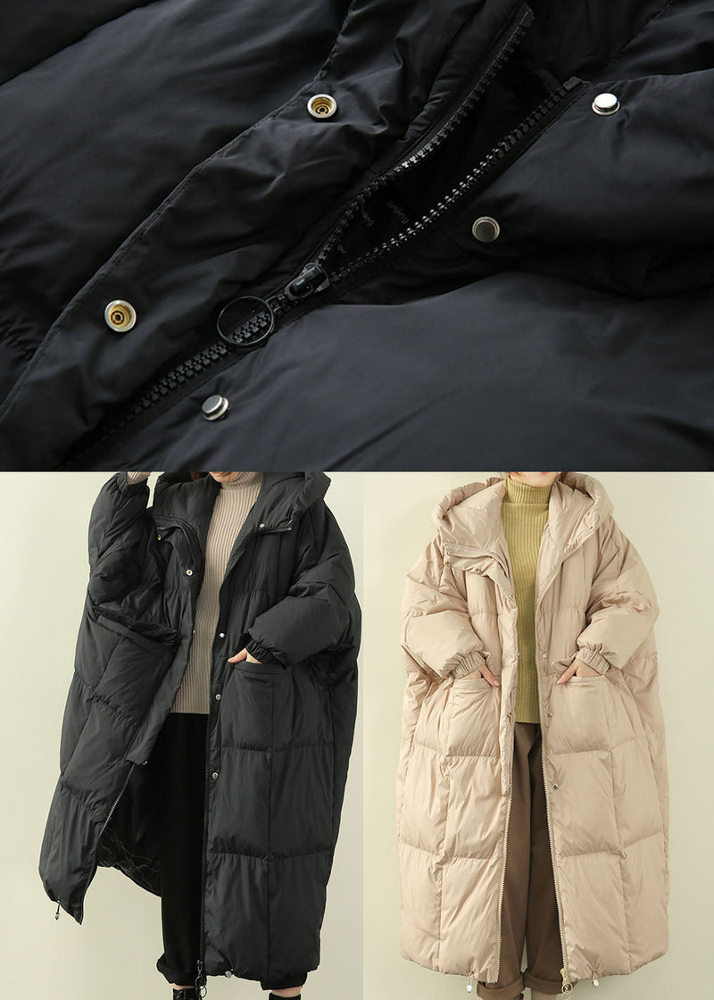 Black Hooded Duck Down Down Coat Winter
