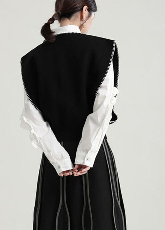 Black O-neck Knit Beach Vest Spring