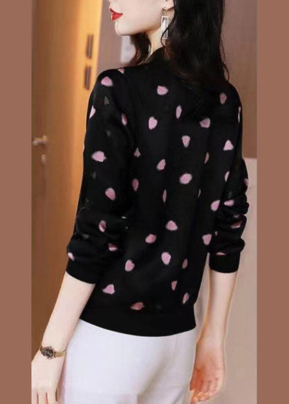 Black O-neck Zippere Print Chiffon Sunscreen Coat Summer