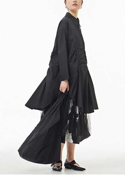 Black Print Exra Large Hem Cotton a Line Skirt Summer