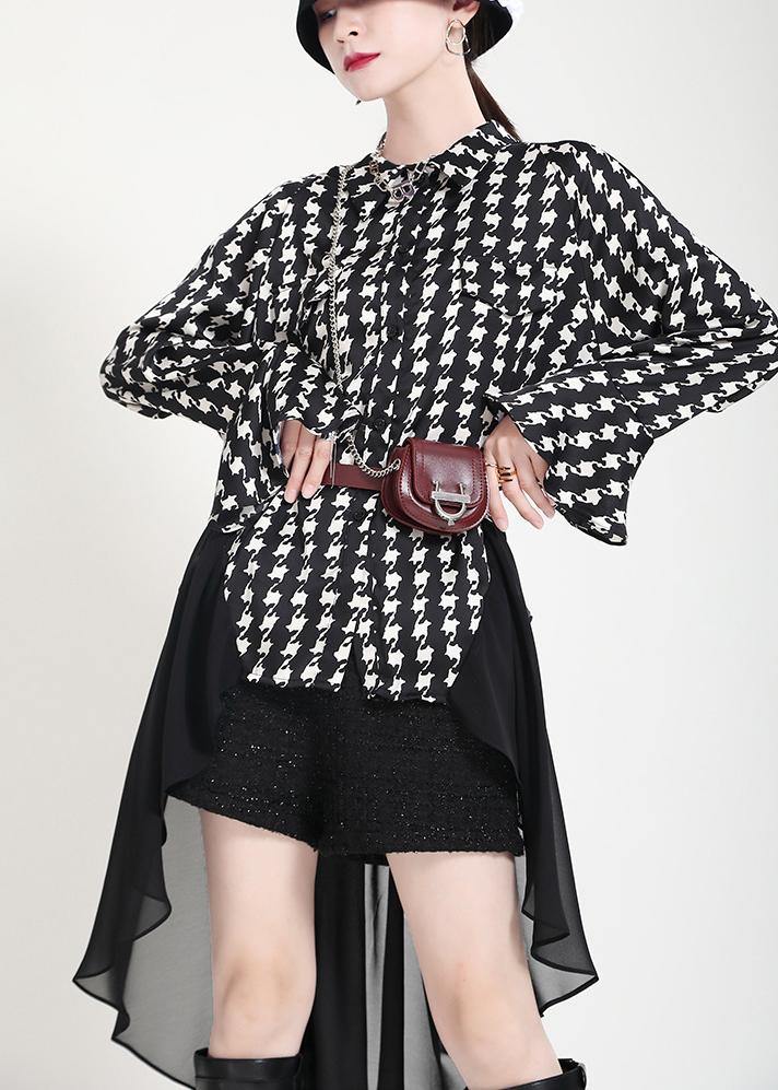 Black Print Flare Sleeve Chiffon Jacket Summer