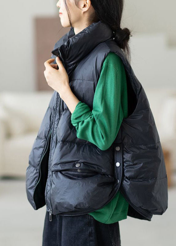 Black Stand Collar Oversized Duck Down Canada Goose Vests Winter
