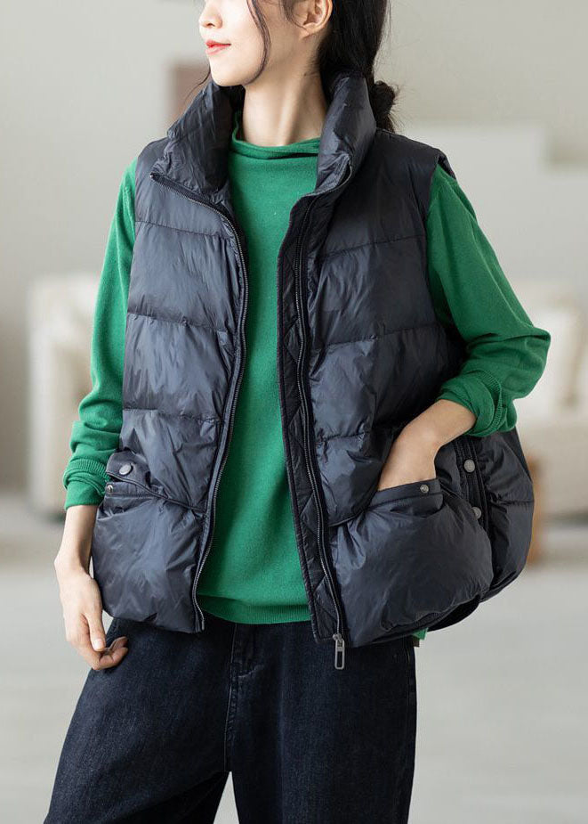 Black Stand Collar Oversized Duck Down Canada Goose Vests Winter