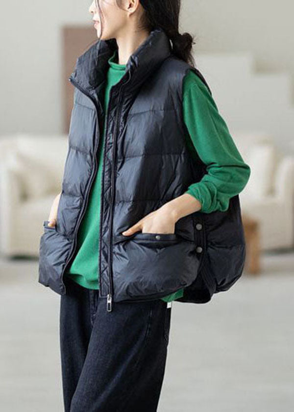 Black Stand Collar Oversized Duck Down Canada Goose Vests Winter