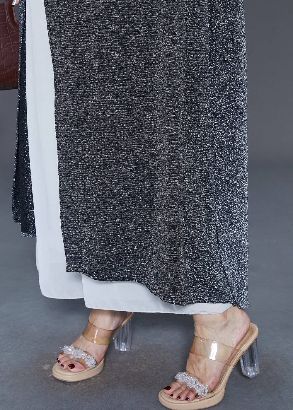 Black Turtle Neck Sequins Long Cardigan Spring