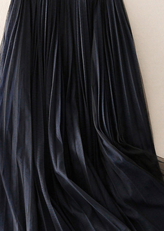 Black Zip Up Patchwork Tulle Skirt Spring