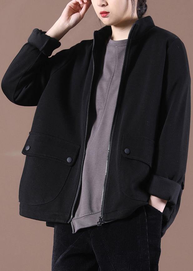Black Zip Up Trench Short Coat