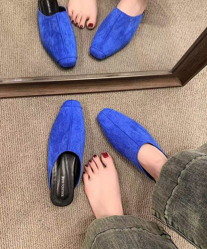 Blue Faux Leather Thong Sandals