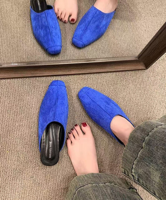 Blue Faux Leather Thong Sandals