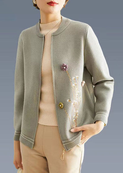 Blue Zip Up Woolen Coat Outwear Long Sleeve