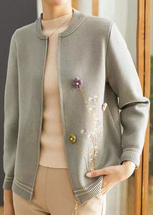 Blue Zip Up Woolen Coat Outwear Long Sleeve