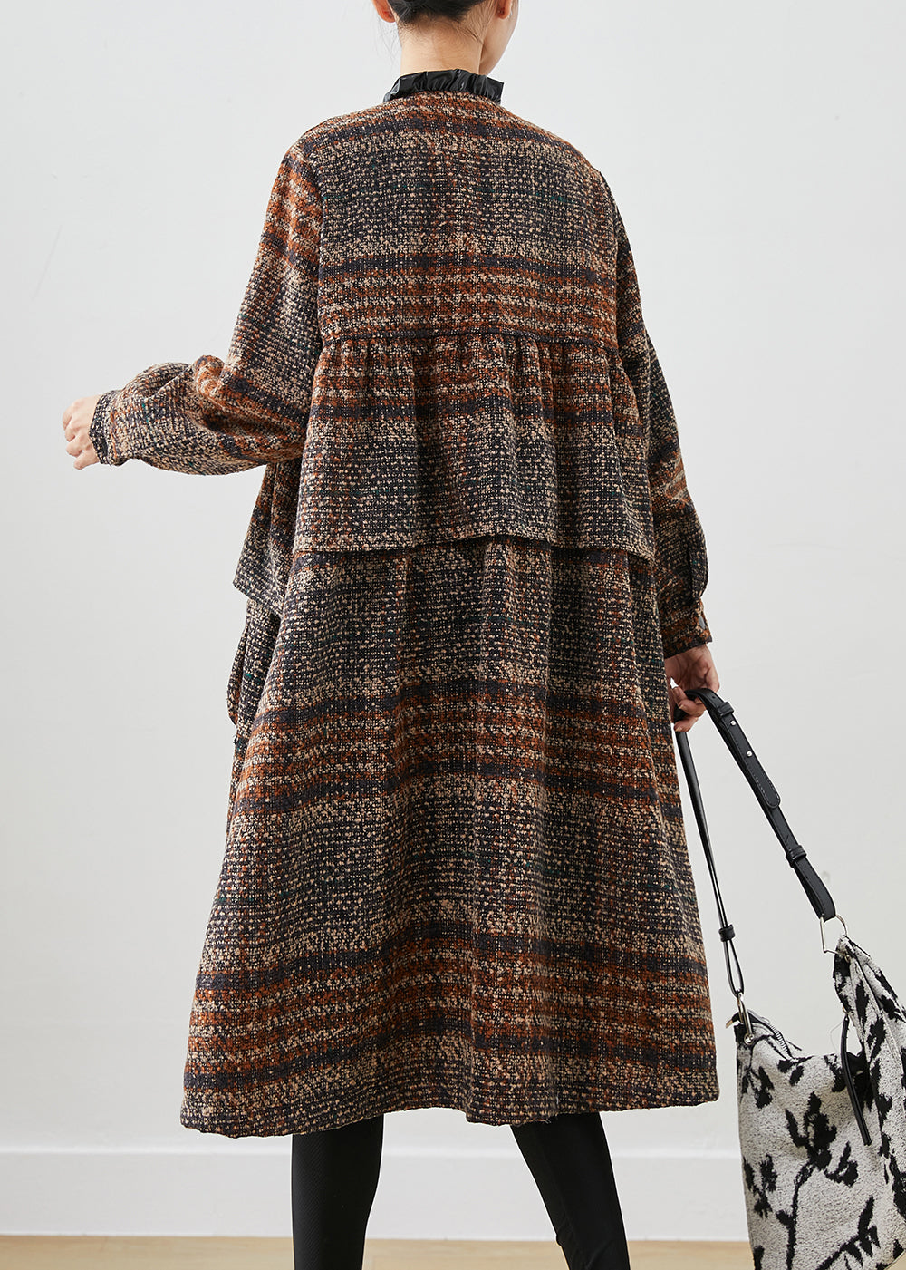 Brown Ruffled Pockets Thick Cotton Coats Winter