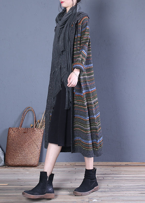 Camel Hooded Pockets Knit Cardigans Spring