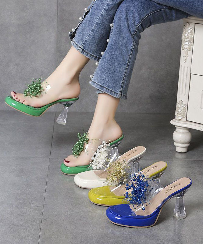Chunky High Heels Comfortable Clear Slide Sandals