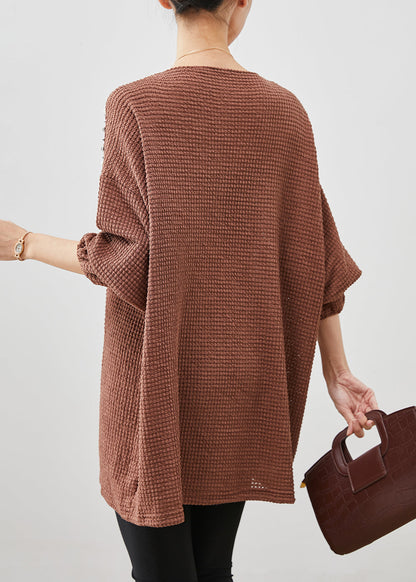 Coffee Nail Bead Thick Knit Sweater Winter