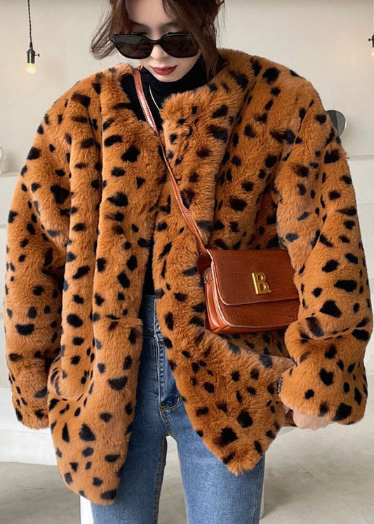 Chocolate Thick Faux Fur Coat Outwear Winter