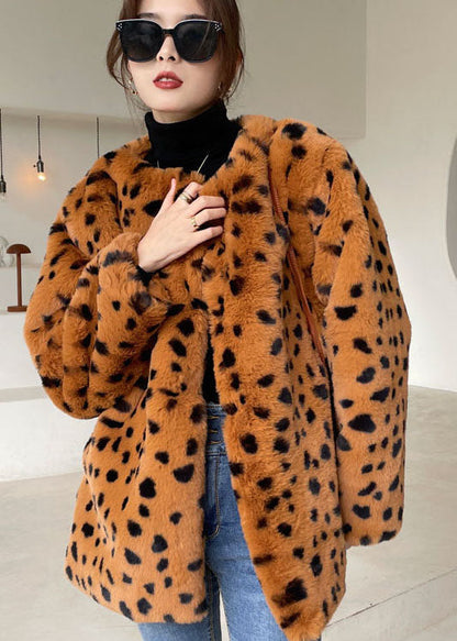 Chocolate Thick Faux Fur Coat Outwear Winter