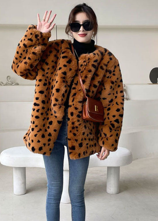 Chocolate Thick Faux Fur Coat Outwear Winter