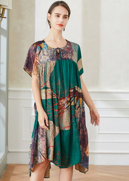 Colorblock Asymmetrical Patchwork Tie Dye Chiffon Dresses Summer