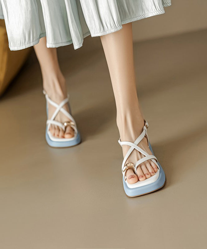 Comfy Chunky Peep Toe Sandals Apricot Faux Leather