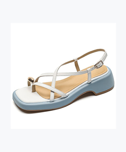 Comfy Chunky Peep Toe Sandals Apricot Faux Leather