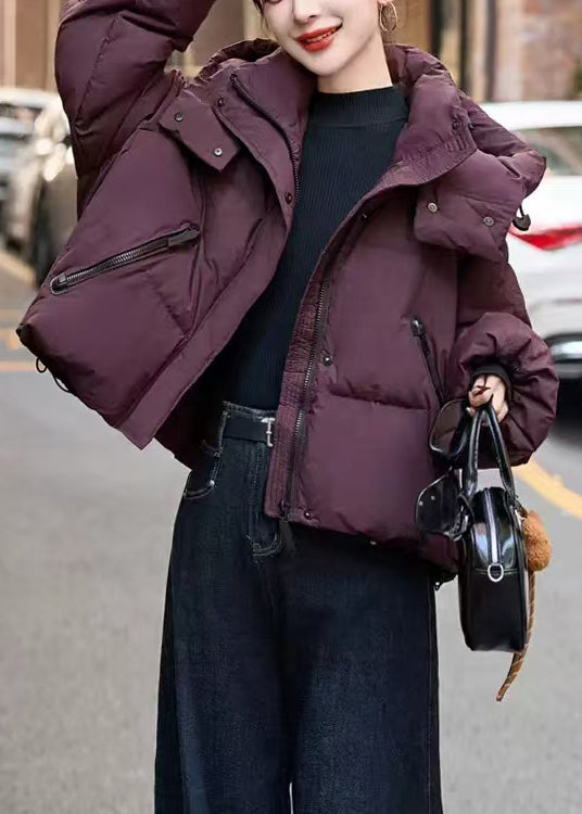 Dull Purple Hooded Oversized Down Coat Winter