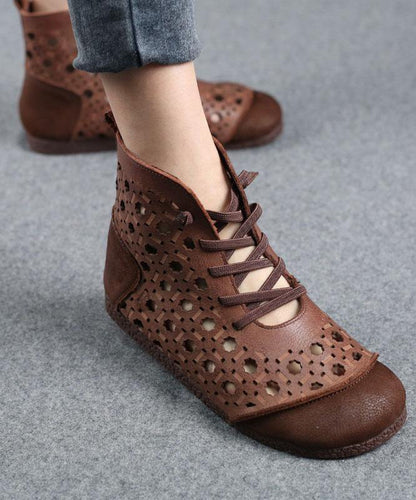 Gladiator Walking Sandals Beige Genuine Leather Ankle Boots