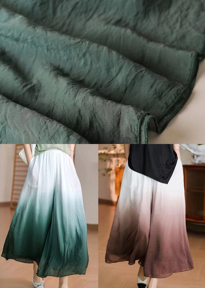 Gradient Brown Cotton Crop Pants a Line Spring