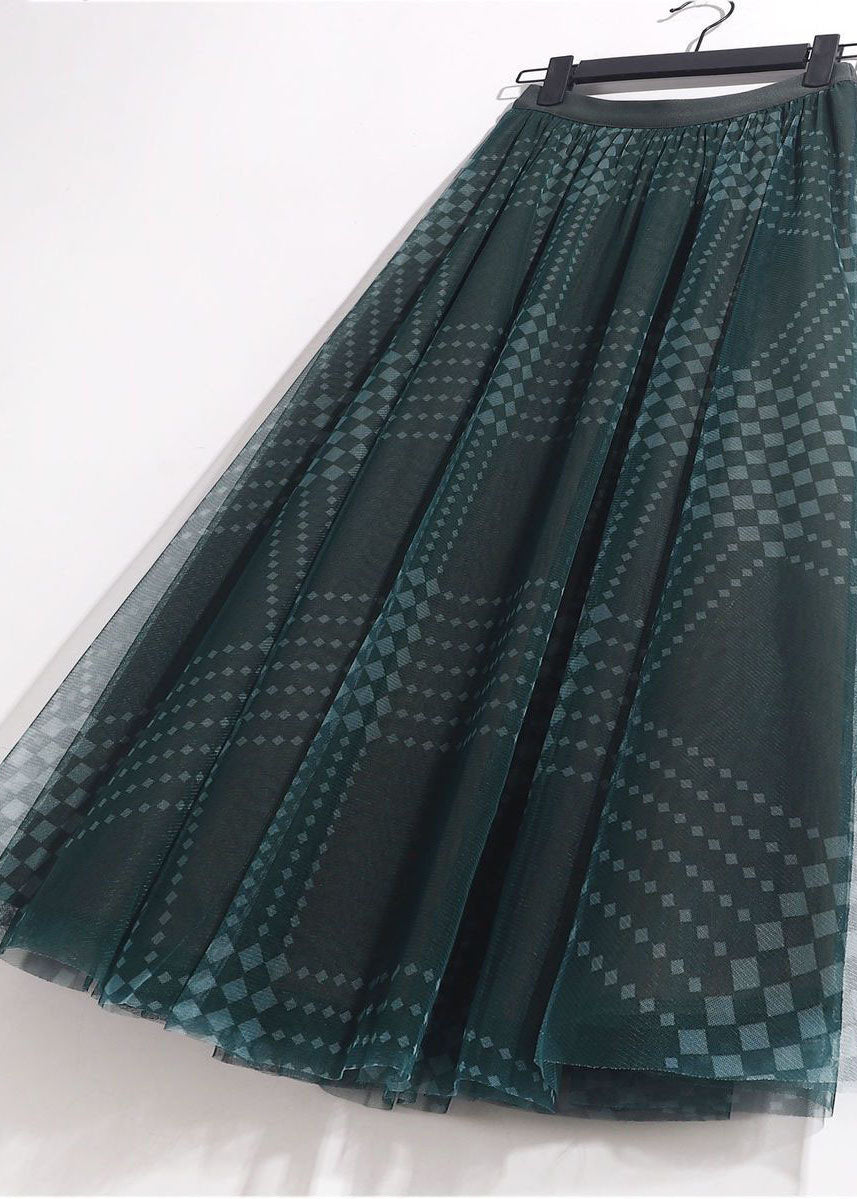 Green High Waist Exra Large Hem Tulle Skirts Spring