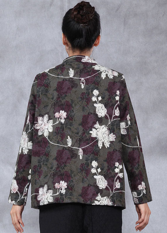 Green Jacquard Patchwork Jackets Winter