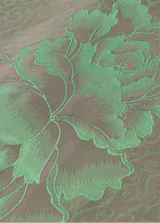 Beautiful Green-Print3 Mandarin Collar Button Print Silk Shirt Top Spring