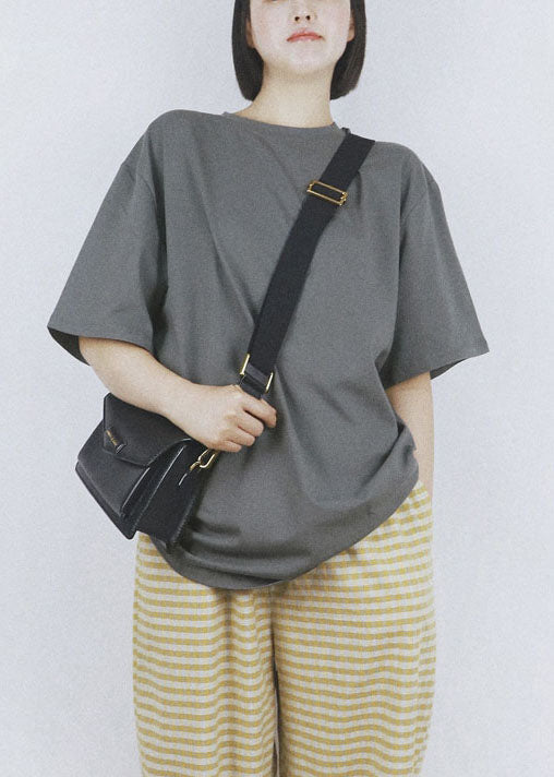 Green O-neck Color Cotton Tank Tops Short Sleeve