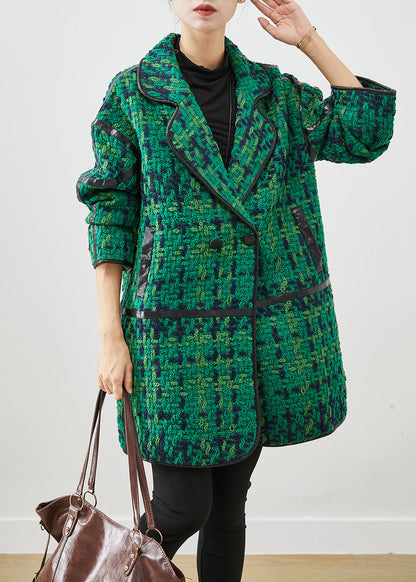 Green Oversized Patchwork Cotton Coat Outwear Fall